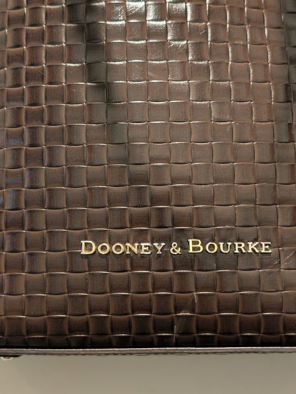 Dooney & Bourke Brown Gold Woven Liliana Beach Boho Coastal Leather Tote Bag - Picture 2 of 15